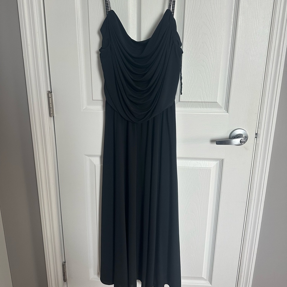 Black Midi Dress, Silver straps